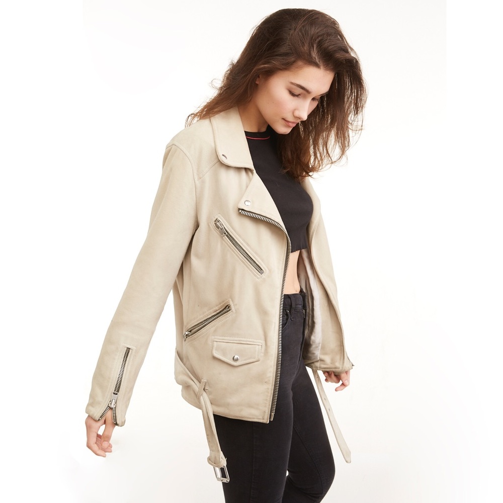 All Saints Suede Leather Oversized Moto Jacket